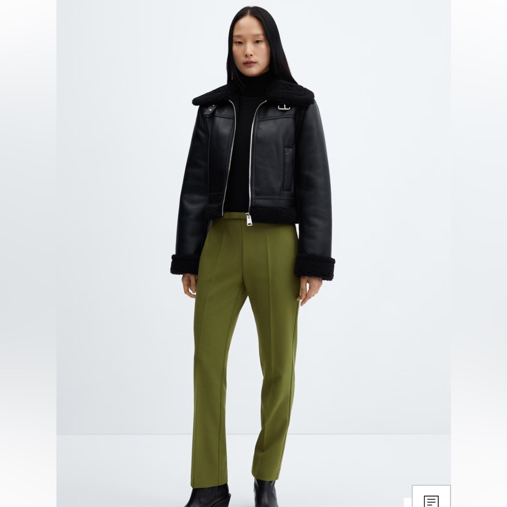 Mango Olive Green Women's Pants